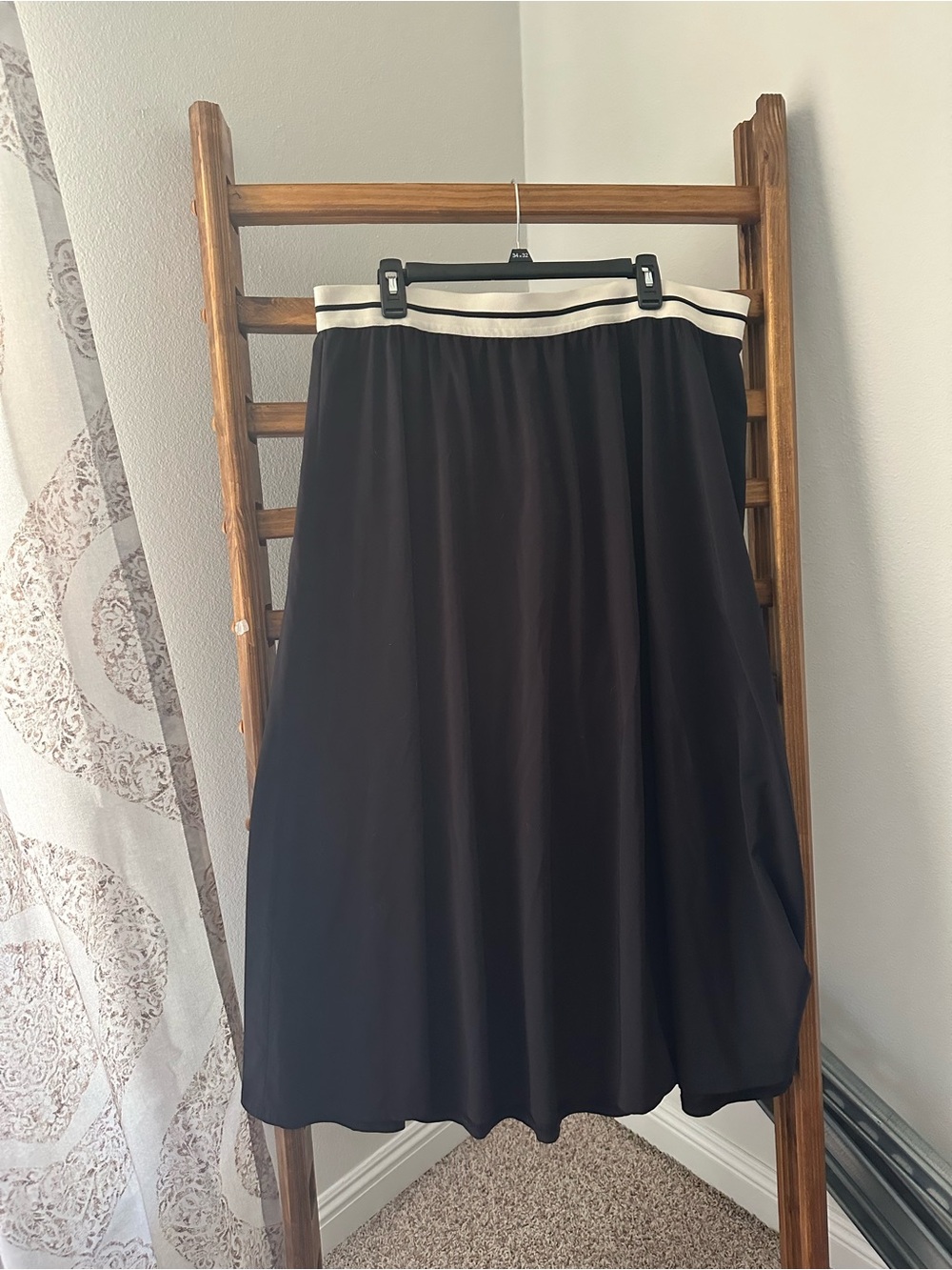 STYLUS Black Maxi Skirt with Cream Trim